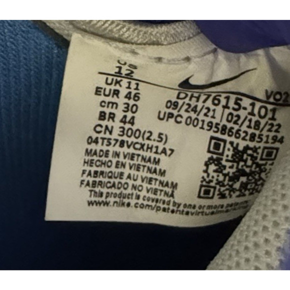 Nike Air Force 1 React Men’s Size 12, White Light Photo Blue Sneakers DH7615-101 - Picture 7 of 7